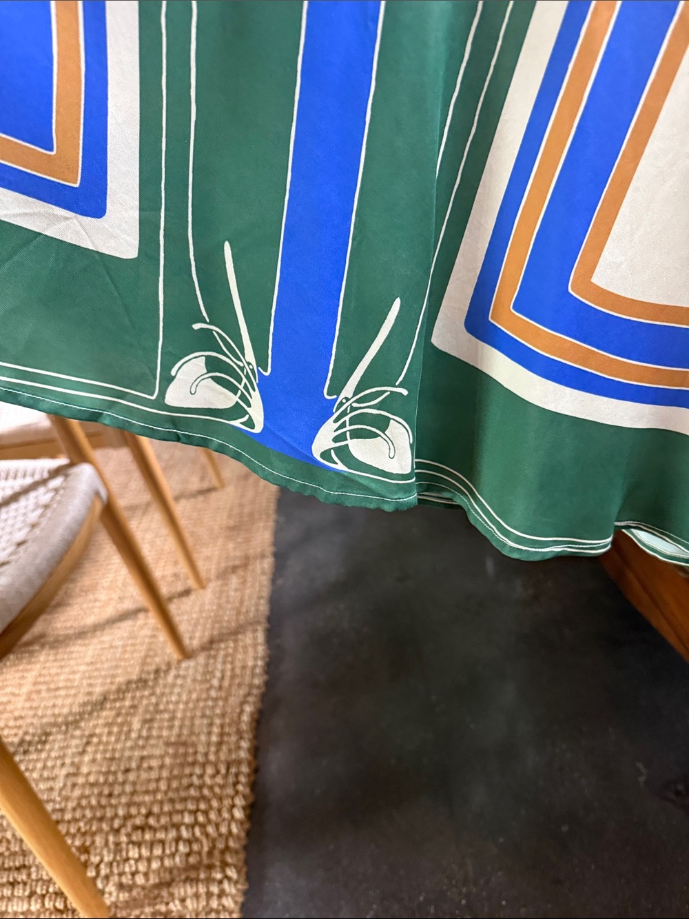 Cream Maxi Dress with Green and Blue Stripe Accents - Picture 4 of 4